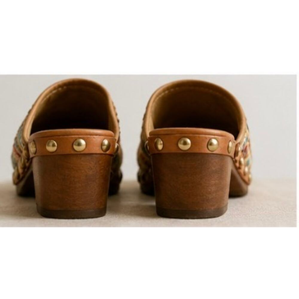 Sandro Rosi Made In Italy Raffia Mule Clogs EU 39 Coastal Boho Heels - Picture 3 of 9